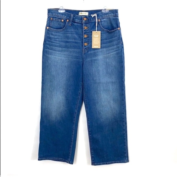 Madewell Denim - Madewell Slim Wide-Leg Button Fly Crop Jeans